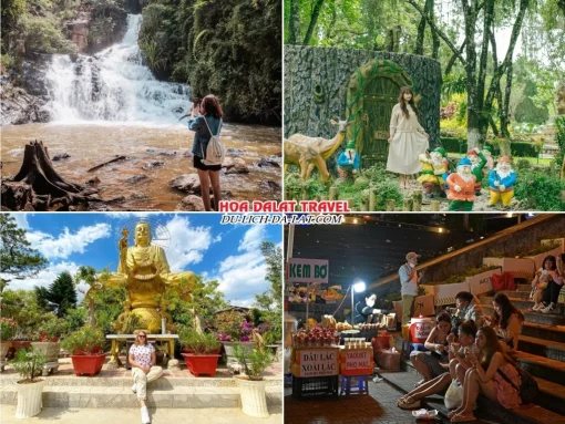 Lịch trình chiều ngày 2 tour Đà Nẵng Đà Lạt ghép đoàn 4 ngày 3 đêm khám phá Thác Datanla, Vườn hoa thành phố, Thiền viện Vạn Hạnh, khám phá Đà Lạt về đêm