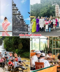 Lịch trình sáng ngày 2 tour Đà Nẵng Đà Lạt trọn gói 4 ngày 3 đêm tham quan Cổng trời Bali Đà Lạt, Thiền viện Trúc Lâm, Thác Datanla, thức bữa trưa buffet rau