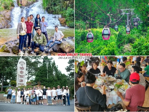 Lịch trình sáng ngày 2 tour Đồng Nai Đà Lạt trọn gói 4 ngày 3 đêm tham quan Thác Datanla, Đồi Robin, Thiền Viện Trúc Lâm, thưởng thức bữa trưa tại nhà hàng