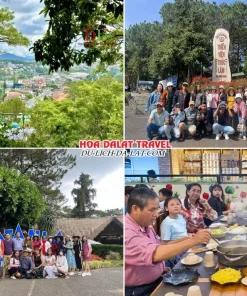 Lịch trình sáng ngày 1 tour Gia Lai Đà Lạt trọn gói 4 ngày 3 đêm đi cáp treo tại Đồi Robin, Tham quan Thiền Viện Trúc Lâm, Thác Datanla, dùng bữa trưa tại nhà hàng