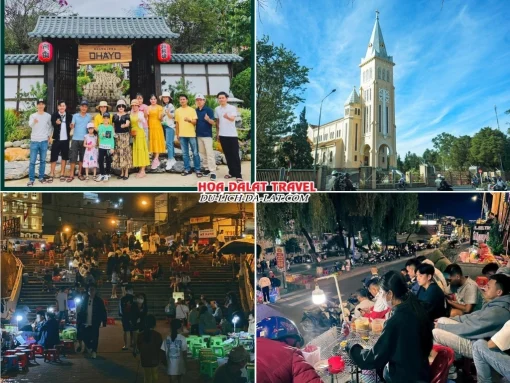 Lịch trình chiều ngày 2 tour Gia Lai Đà Lạt trọn gói 4 ngày 3 đêm tham quan Hoàng Long Ohayo, Nhà thờ Con Gà, Dạo tại chợ đêm Đà Lạt