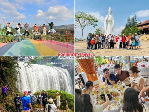 Lịch trình sáng ngày 3 tour Gia Lai Đà Lạt trọn gói 4 ngày 3 đêm tham quan Mê Linh Coffee Garden, Chùa Linh Ẩn, Thác Voi, dùng bữa trưa