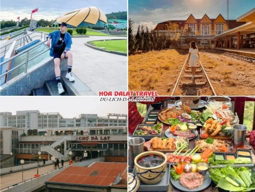 Lịch trình sáng ngày 4 tour Gia Lai Đà Lạt ghép đoàn 4 ngày 3 đêm tham quan Quảng trường Lâm Viên, Nhà Ga Đà Lạt, Chợ Đà Lạt, dùng bữa trưa tại một nhà hàng