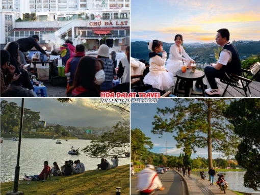 Lịch trình sáng ngày 1 tour Hà Nội Đà Lạt ghép đoàn 4 ngày 3 đêm dạo quanh chợ Đà Lạt, hồ Xuân Hương