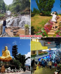 Lịch trình chiều ngày 2 tour Hà Nội Đà Lạt ghép đoàn 4 ngày 3 đêm tham quan Thác Datanla, Vườn hoa thành phố Đà Lạt, Thiền viện Vạn Hạnh, khám phá Đà Lạt về đêm