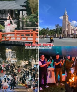 Lịch trình chiều ngày 3 tour Hà Nội Đà Lạt ghép đoàn 4 ngày 3 đêm tham quan Hoàng Long Ohayo, Nhà thờ Con Gà, Dạo quanh chợ đêm Đà Lạt. Tham gia giao lưu văn hóa Cồng Chiêng Tây Nguyên