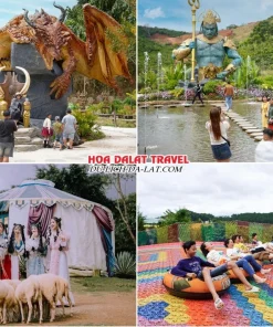 Lịch trình sáng ngày 4 tour Hà Nội Nha Trang Đà Lạt ghép đoàn 5 ngày 4 đêm khám phá GOD Valley, Mongo Land, chơi trượt phao khô tại Mongo Land Đà Lạt