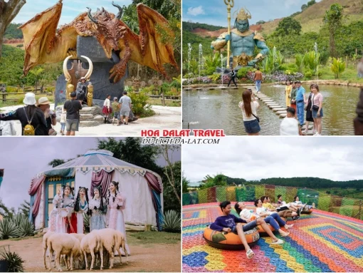 Lịch trình sáng ngày 4 tour Hà Nội Nha Trang Đà Lạt ghép đoàn 5 ngày 4 đêm khám phá GOD Valley, Mongo Land, chơi trượt phao khô tại Mongo Land Đà Lạt