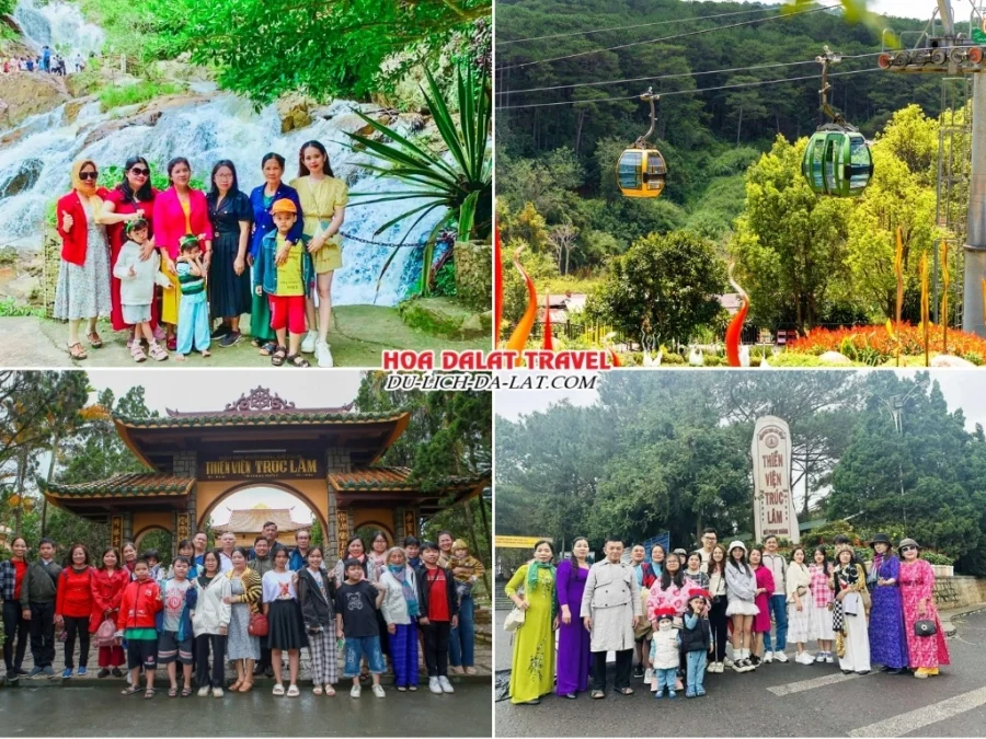 Lịch trình sáng ngày 4 tour Hà Nội Nha Trang Đà Lạt trọn gói 5 ngày 4 đêm tham quan Khu du lịch Thác Datanla, Đồi Robin, Thiền viện Trúc Lâm