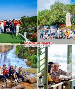 Lịch trình chiều ngày 1 tour Hà Tĩnh Đà Lạt trọn gói 4 ngày 3 đêm đi cáp treo Đồi Robin, tham quan Thiền viện Trúc Lâm, Khu du lịch thác Datanla, dùng buffet lẩu rau Léguda