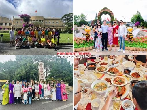 Lịch trình sáng ngày 2 tour Hà Tĩnh Đà Lạt ghép đoàn 4 ngày 3 đêm tham quan Dinh 3 Bảo Đại, Vườn hoa thành phố Đà Lạt, thưởng thức các món ăn đặc sản của Đà Lạt vào bữa trưa