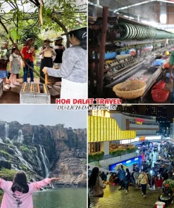 Lịch trình chiều ngày 3 tour Hà Tĩnh Đà Lạt ghép đoàn 4 ngày 3 đêm tham quan nông trại nuôi ong, Cường Hoàn Silk, thác Pongour, tự do khám phá thành phố Đà Lạt về đêm