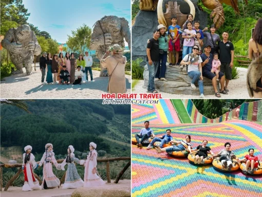 Lịch trình sáng ngày 3 tour Hải Phòng Đà Lạt trọn gói 4 ngày 3 đêm tham quan GOD Valley, Mongo Land, chơi trượt phao khô