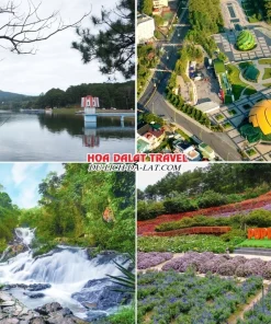 Các điểm đến thú vị trong tour Huế Đà Lạt 3 ngày 2 đêm như hồ Tuyền Lâm, quảng trường Lâm Viên, thác Datanla, Puppy Farm