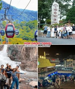 Lịch trình chiều ngày 1 tour Huế Đà Lạt trọn gói 4 ngày 3 đêm đi cáp treo đồi Robin, Thiền viện Trúc Lâm, Khu du lịch thác Datanla, khám phá Đà Lạt về đêm