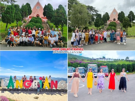 Lịch trình chiều ngày 2 tour Huế Đà Lạt trọn gói 4 ngày 3 đêm tham quan Nhà thờ Domaine, Khu du lịch LangBiang