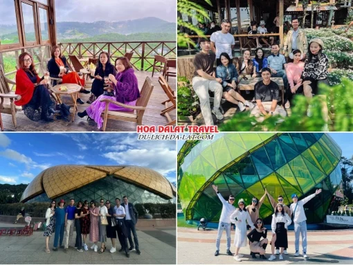 Lịch trình sáng ngày 1 tour Nha Trang Đà Lạt trọn gói 5 ngày 4 đêm đến Tiệm Cafe Bình Minh Ơi, quảng trường Lâm Viên Đà Lạt