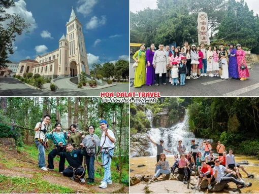 Lịch trình sáng ngày 2 tour Nha Trang Đà Lạt trọn gói 5 ngày 4 đêm ghé thăm Nhà Thờ Con Gà, Thiền viện Trúc Lâm, Khu du lịch thác Datanla