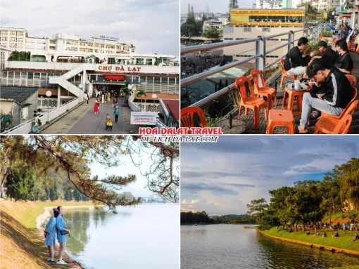 Lịch trình sáng ngày 1 tour Quảng Bình Đà Lạt ghép đoàn 4 ngày 3 đêm tham quan chợ Đà Lạt, dạo quanh hồ Xuân Hương