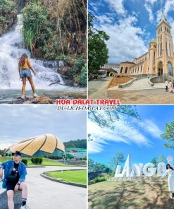 Lịch trình chiều ngày 2 tour Quảng Bình Đà Lạt ghép đoàn 4 ngày 3 đêm đến Thác Datanla, ghé thăm Nhà thờ Con Gà, Quảng trường Lâm Viên, Khu du lịch Langbiang