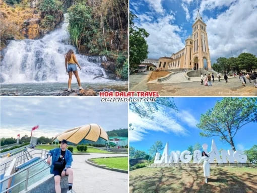 Lịch trình chiều ngày 2 tour Quảng Bình Đà Lạt ghép đoàn 4 ngày 3 đêm đến Thác Datanla, ghé thăm Nhà thờ Con Gà, Quảng trường Lâm Viên, Khu du lịch Langbiang