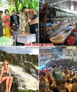 Lịch trình chiều ngày 3 tour Quảng Bình Đà Lạt ghép đoàn 4 ngày 3 đêm tham quan nông trại nuôi ong, Cường Hoàn Silk, thác Pongour, tự do khám phá Đà Lạt về đêm