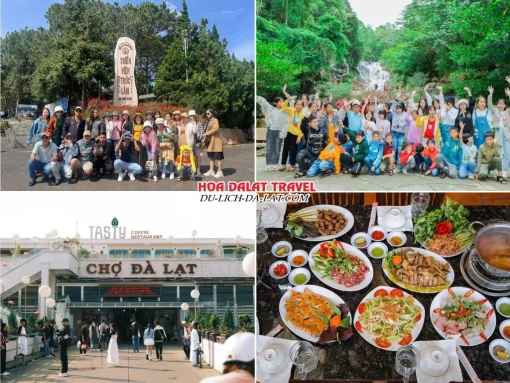 Lịch trình ngày 4 tour Quảng Trị Đà Lạt trọn gói 4 ngày 3 đêm tham quan Thiền viện Trúc Lâm, Khu du lịch thác Datanla, Chợ Đà Lạt, dùng bữa trưa