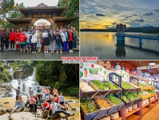 Lịch trình sáng ngày 2 tour Quy Nhơn Đà Lạt trọn gói 4 ngày 3 đêm tham quan Thiền viện Trúc Lâm,Hồ Tuyền Lâm, Thác Datanla, Dùng bữa trưa tại nhà hàng Leguda