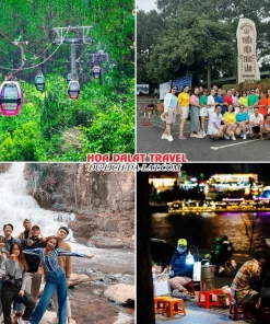 Lịch trình chiều ngày 2 tour Sài Gòn Đà Lạt trọn gói 4 ngày 3 đêm đi cáp treo Đồi Robin, tham quan Thiền viện Trúc Lâm, Thác Datanla, khám phá Đà Lạt về đêm