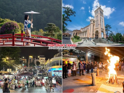 Lịch trình chiều, tối ngày 3 Tour Sài Gòn Đà Lạt ghép đoàn 4 ngày 4 đêm tham quan Hoàng Long Ohayo, Nhà thờ Con Gà, tự do khám phá Đà Lạt về đêm hoặc Tham gia lễ hội cồng chiêng Tây Nguyên