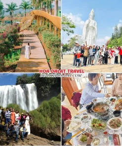 Lịch trình sáng ngày 2 tour Tây Ninh Đà Lạt trọn gói 4 ngày 3 đêm tham quan Mê Linh Garden Coffee, Chùa Linh Ẩn, Thác Voi, thưởng thức bữa trưa