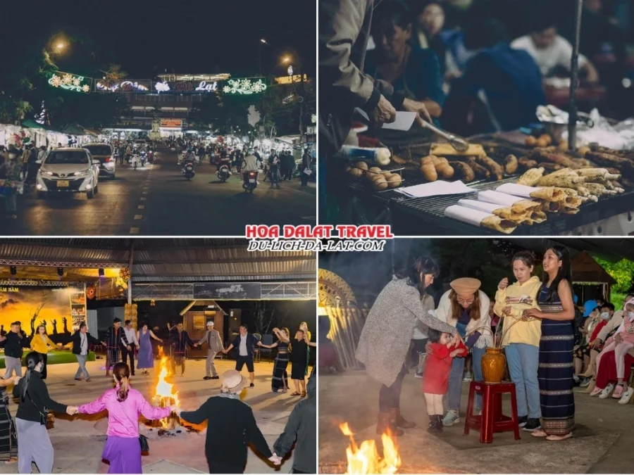 Lịch trình tối ngày 2 tour Tây Ninh Đà Lạt ghép đoàn 4 ngày 3 đêm Dạo chợ đêm Đà Lạt hoặc Giao lưu văn hóa Cồng Chiêng Tây Nguyên