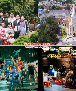 Lịch trình chiều ngày 2 tour Vinh Đà Lạt trọn gói 4 ngày 3 đêm tham quan Hoàng Long Ohayo, Nhà thờ Con Gà, tự do khám phá Đà Lạt về đêm