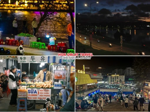 Lịch trình tối ngày 1 tour Vũng Tàu Đà Lạt trọn gói 4 ngày 3 đêm Dạo quanh chợ đêm Đà Lạt, hồ Xuân Hương