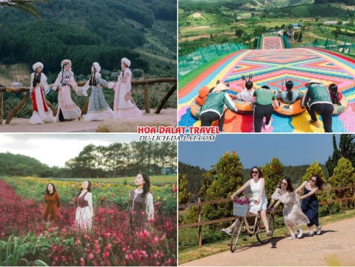Lịch trình sáng ngày 2 tour Vũng Tàu Đà Lạt trọn gói 4 ngày 3 đêm tham quan Mongo Land, chơi trượt phao khô, check in The Florest Đà Lạt