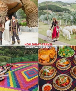 Lịch trình sáng ngày 3 tour Vũng Tàu Đà Lạt ghép đoàn 4 ngày 3 đêm tham quan GOD Valley, Mongo Land, trượt phao khô tại Mongo Land, thưởng thức bữa trưa tại một nhà hàng