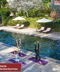 Tập yoga bên hồ bơi ở Ana Mandara Villas