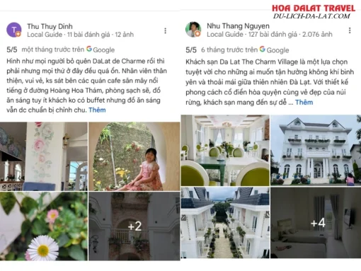 Đánh giá của khách hàng Dalat De Charme Village dựa trên Google Maps