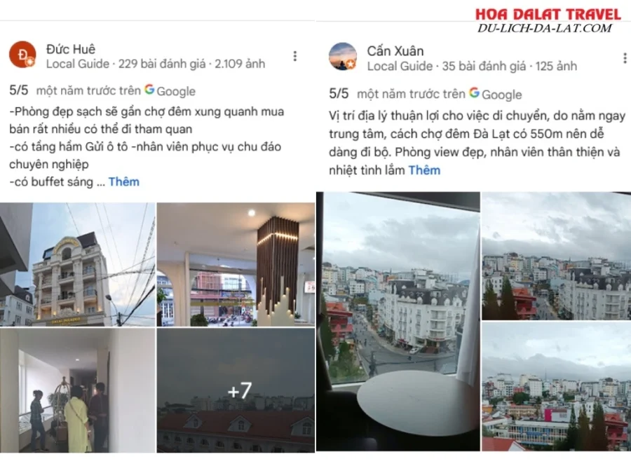 Đánh giá từ khách hàng khi lưu trú tại Dalat Paradise Hotel dựa trên Google Maps