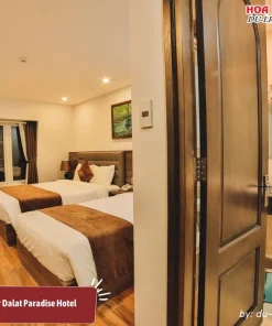 Phòng Superior tại Dalat Paradise Hotel có diện tích khoảng 22m2, trang bị 1 giường cỡ Queen, phòng tắm riêng, tiện nghi hiện đại