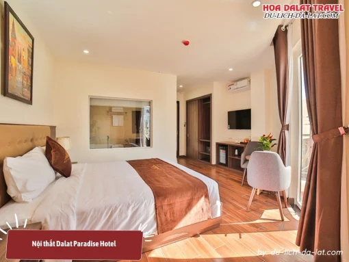 Khách sạn Dalat Paradise Hotel có nội thất trang nhã, đầy đủ tiện nghi hiện đại