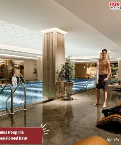 Hồ bơi 4 mùa trong nhà tại Golden Imperial Hotel với hệ thống lọc nước tiên tiến, mang lại trải nghiệm thư giãn