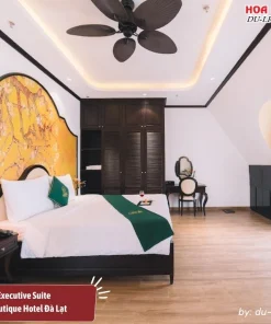 Phòng Executive Suite tại Goldient Boutique Hotel có diện tích khoảng 120m2, được thiết kế không gian rộng rãi và trang nhã cùng tiện nghi cao cấp