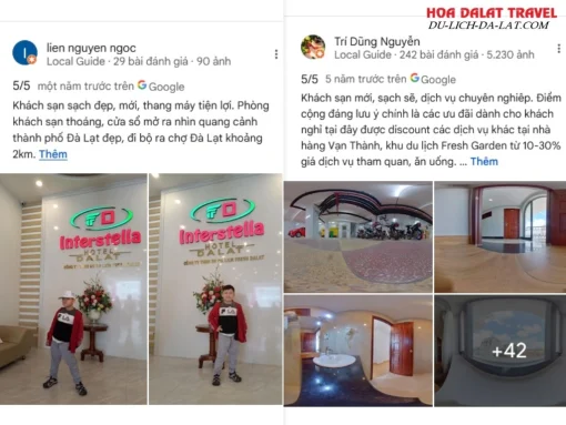Đánh giá từ khách hàng khi lưu trú tại khách sạn Interstella Đà Lạt dựa trên Google Maps