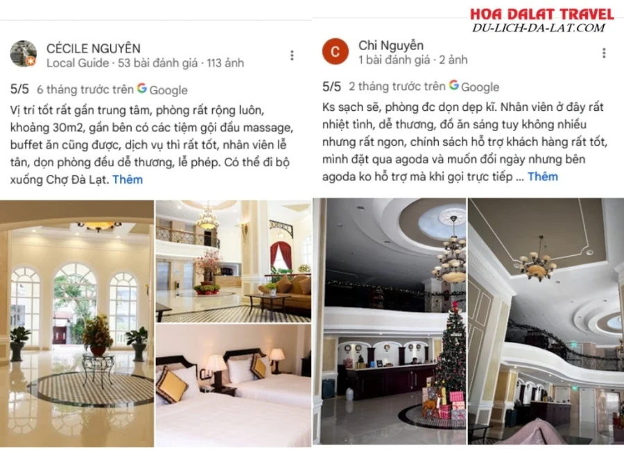 Đánh giá của khách hàng về khách sạn Iris Đà Lạt dựa trên Google Maps
