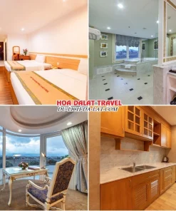 Một số tiện nghi khác của khách sạn Vietsovpetro Đà Lạt như phòng nghỉ tiện nghi, phòng tắm, view ngắm cảnh, bếp