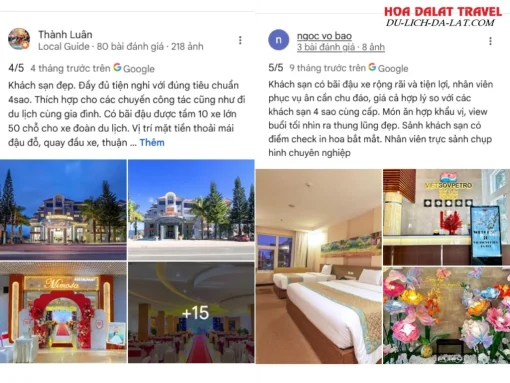 Đánh giá từ khách hàng khi lưu trú tại khách sạn Vietsovpetro dựa trên Google Maps