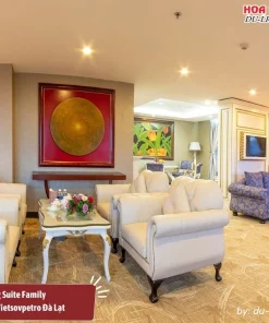 Phòng Suite Family tại khách sạn Vietsovpetro Đà Lạt rộng 50m2, 2 giường đôi, thoải mái, tiện nghi cho gia đình