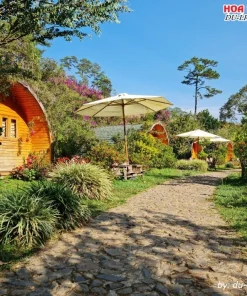 Khuôn viên và lối đi xanh mát ở khu nghỉ dưỡng Lat Valley Retreat Village