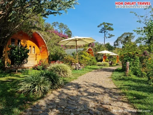Khuôn viên và lối đi xanh mát ở khu nghỉ dưỡng Lat Valley Retreat Village